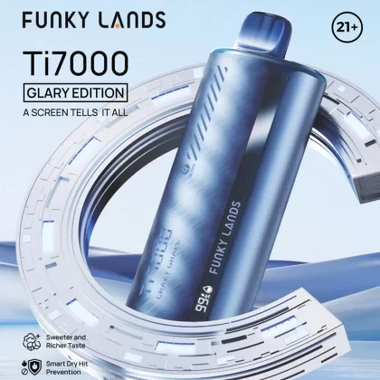 FUNKY LANDS Ti7000 “Glary Edition” Disposable Device – 7000 Puffs - Blue Razz Peach