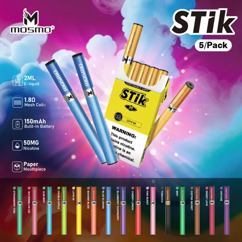 MOSMO STiK Disposable E-Cig Device – 5 Pack - Tobacco