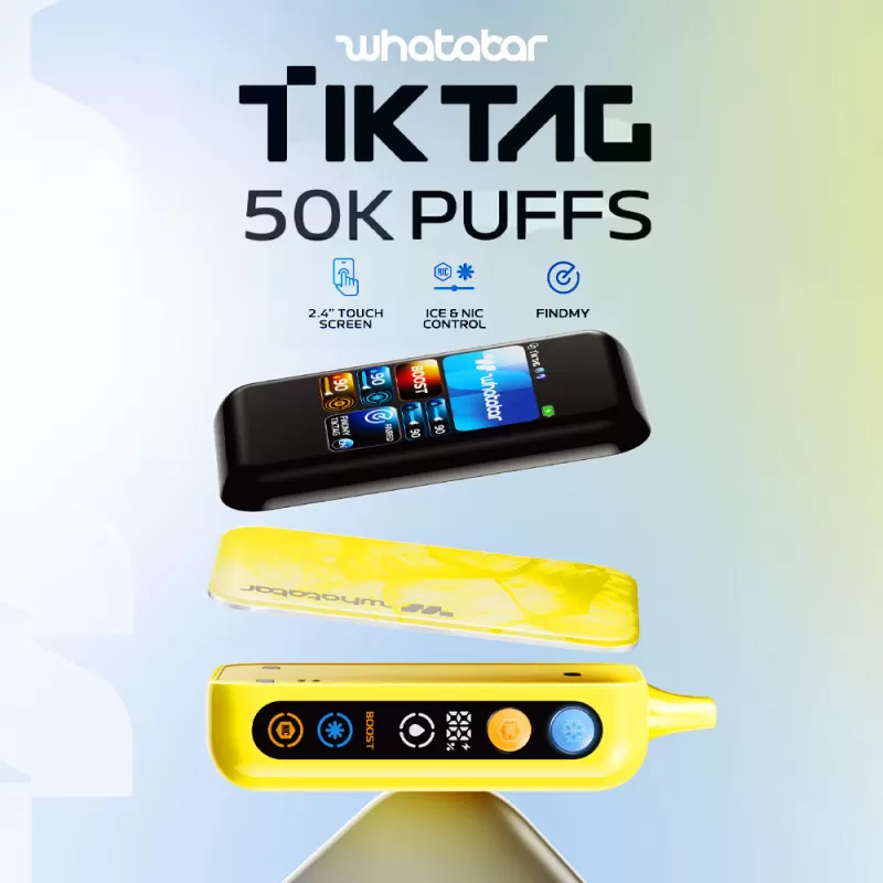 whatabar TIK TAG 50K Puff Disposable Device - 50000 Puffs - w/ Smart Screen / Blukiwi