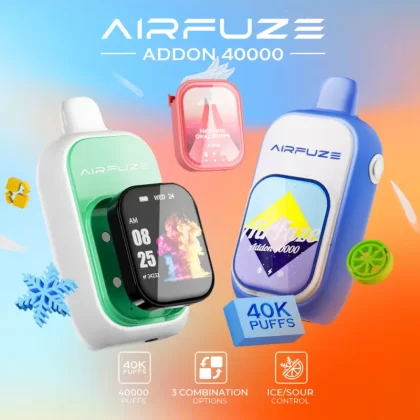 AIRFUZE Addon 40K Disposable Device - 40000 Puffs - Addon w/ Nicotine Strip / Sour Apple Grape (Sour Control)