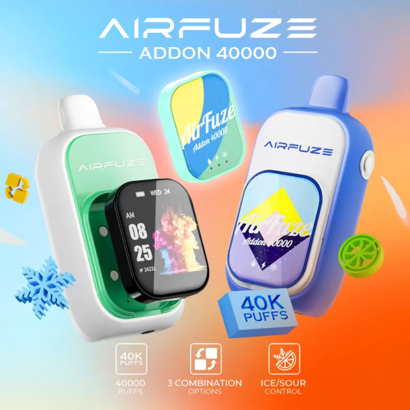 AIRFUZE Addon 40K Disposable Device - 40000 Puffs - Addon w/ Art Patch (10% Chance to Win Smartwatch) / Sour Apple Grape (Sour Control) - Image 2
