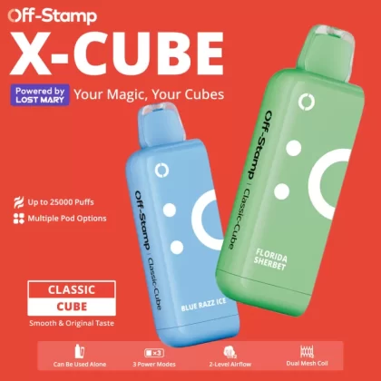 Off-Stamp X-CUBE Classic Cube 25K Disposable POD Powered By LOST MARY – 25000 Puffs - Sour Apple Watermelon