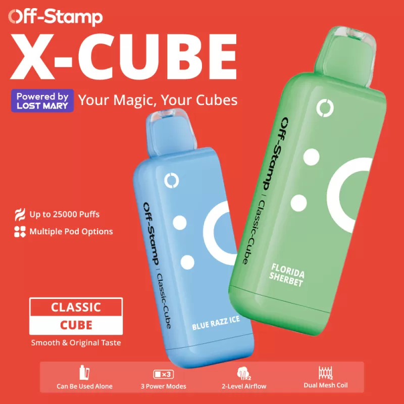 Off-Stamp X-CUBE Classic Cube 25K Disposable POD Powered By LOST MARY – 25000 Puffs - Blue Razz Ice