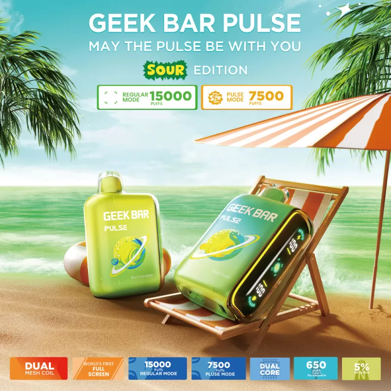 Geek Bar Pulse 15K Sour Edition Disposable Device – 15000 Puffs - Sour Cranapple