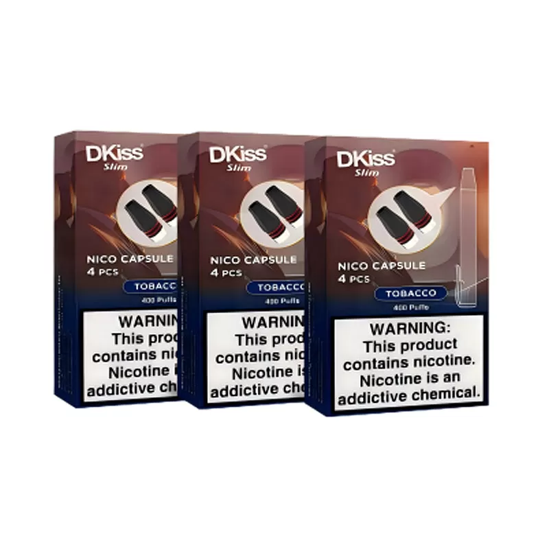 DKiss Slim Replacement Nico Capsule - 400 Puffs (4pcs) - Tobacco