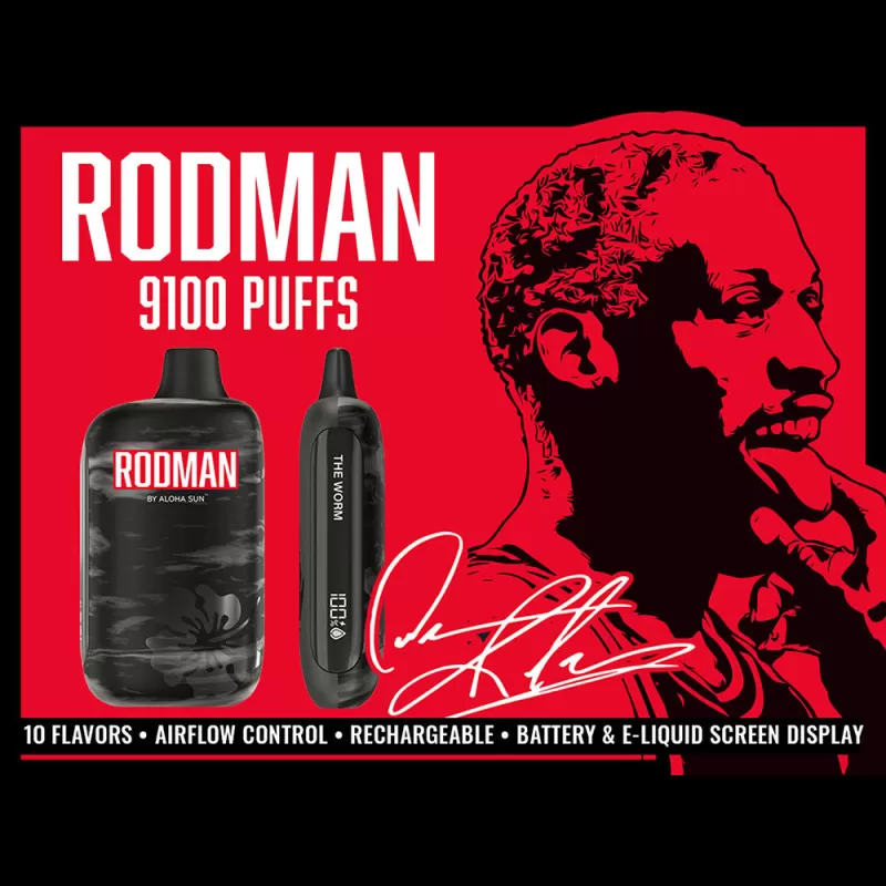 Rodman 9100 Disposable by Aloha Sun – 9100 Puffs - The Worm (Sour Gummy Worm Ice) Special Edition