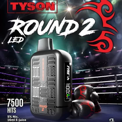 Tyson 2.0 "ROUND 2" Heavy Weight Rechargeable Disposable Device – 7500 Puffs - Cherry Berry