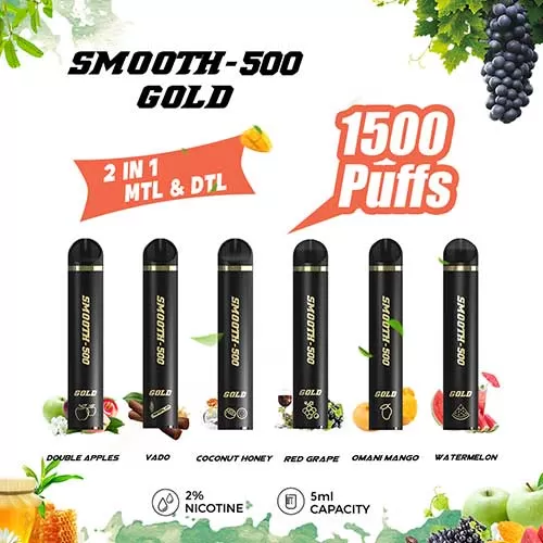 Smooth-500 Gold (1500 MTL & DTL Puffs) - Kiwi Strawberry - Image 2