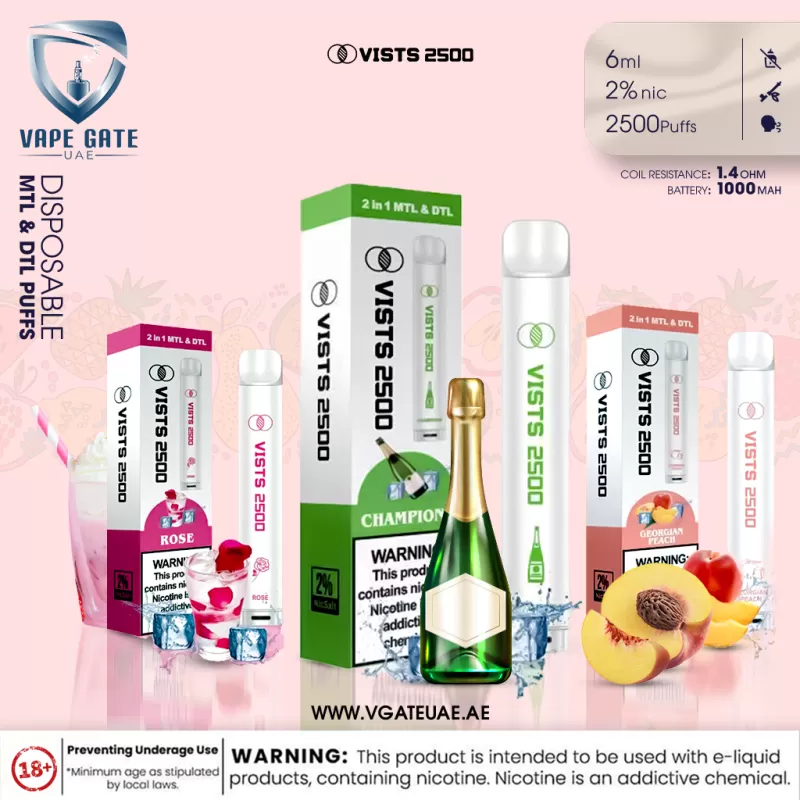 Vists 2500 – Disposable (20MG - MTL & DTL Puffs) - Champions - Image 2