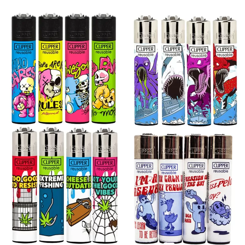 CLIPPER Lighters Printed Various Designs Box Of 48 - Leaf High
