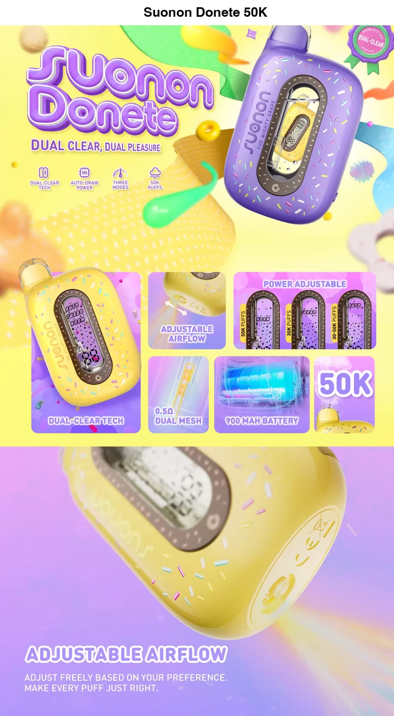 SUONON Donete 50K Puffs Disposable Kit 900mAh - Berry Crush / 50mg / 1pc / CN -SZ Bonded Warehouse - Image 2