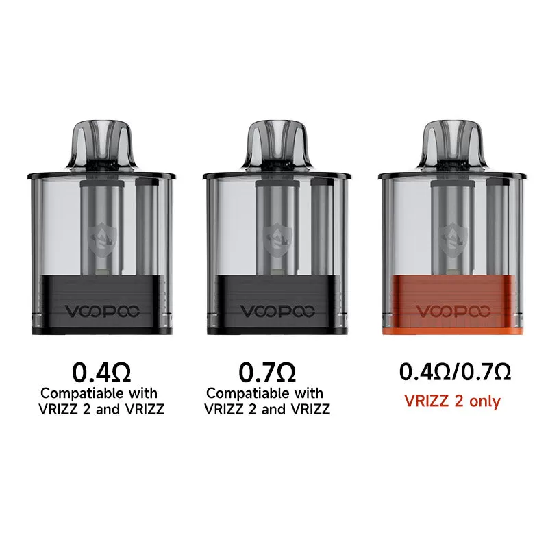 VOOPOO Vrizz Pod Cartridge V2 for Vrizz 2 Kit, Vrizz Kit 15ml(2pcs/pack) - 0.4ohm & 0.7ohm (Dual Mesh)