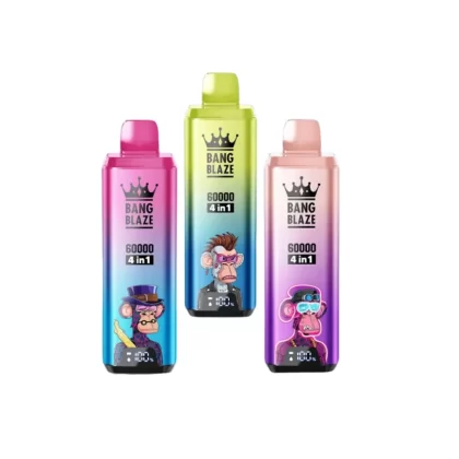 Bang Blaze 4IN1 60000 Puffs Rechargeable Disposable Kit - Blueberry Ice / Peach Mango Watermelon / Passion Kiss / Melon Apple / 20mg / CN-SZ Warehouse