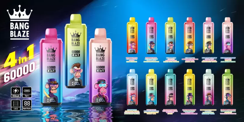 Bang Blaze 4IN1 60000 Puffs Rechargeable Disposable Kit - Watermelon Ice / Blueberry Cherry / Summer Time / Sour Mango Pineapple / 20mg / CN-SZ Warehouse - Image 3