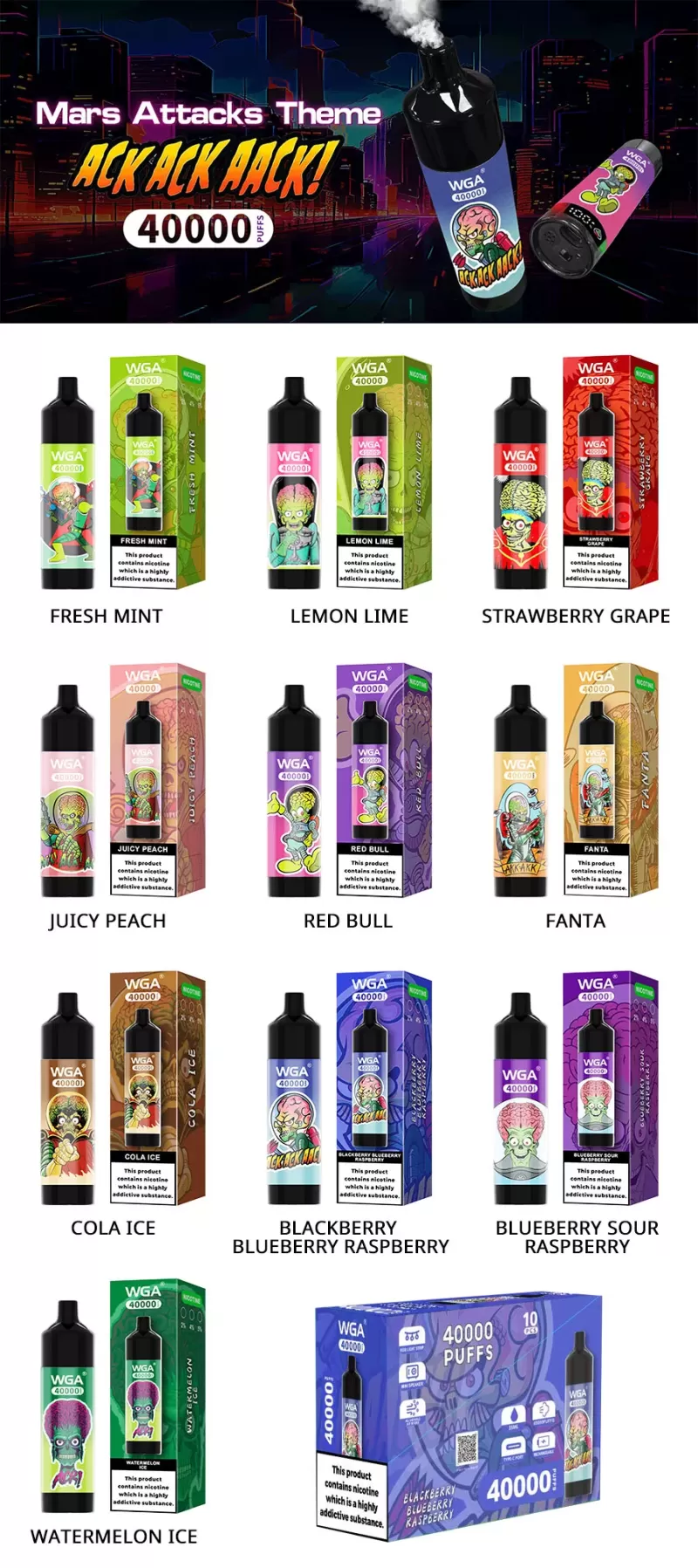 WGA 40000 Puffs Disposable Kit 35ml - Blackberry Blueberry Raspberry / 1pc / 20mg / CN-SZ - Image 2