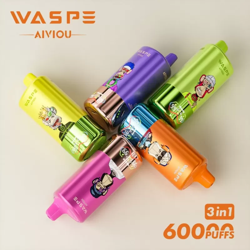 Waspe Aiviou 3in1 60000 Puffs Disposable Kit - Blueberry Raspberry & Blueberry Cotton Candy & Double Apple Ice / 20mg / CN-SZ Warehouse