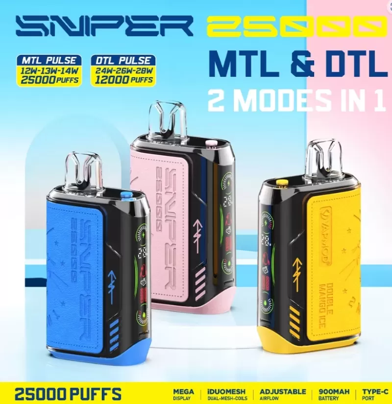 Vapmod Sniper 25000 Puffs Rechargeable Disposable Kit - Pink Bombs / 50mg / CN-SZ - Image 2