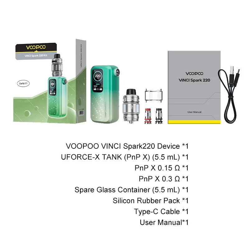 VOOPOO VINCI Spark 220 Box Kit - Rose Red - Image 3