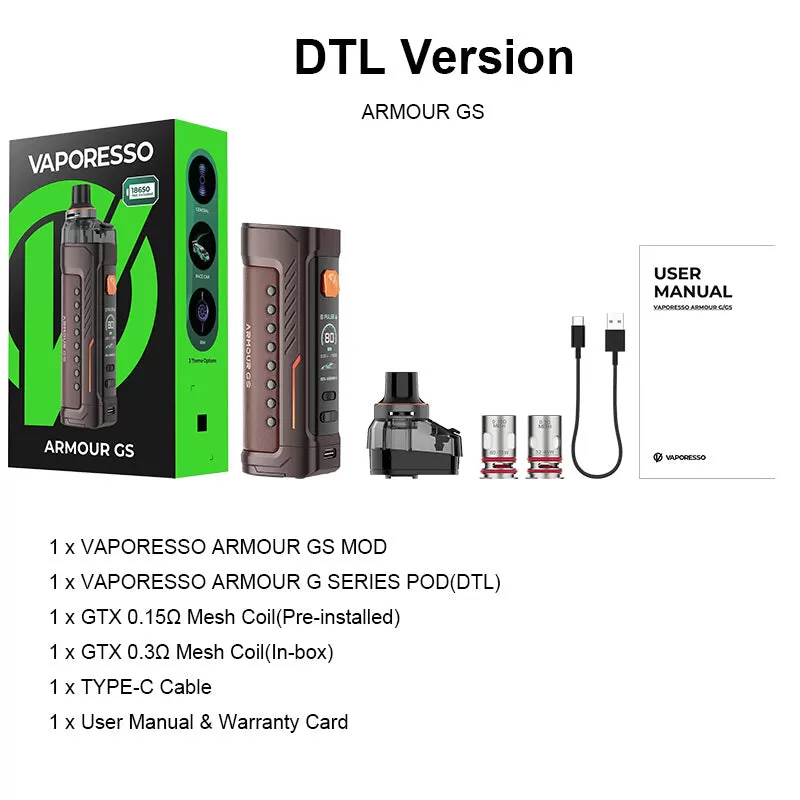 Vaporesso Armour GS 80W Pod Mod Kit 5ml - Brown - Image 3