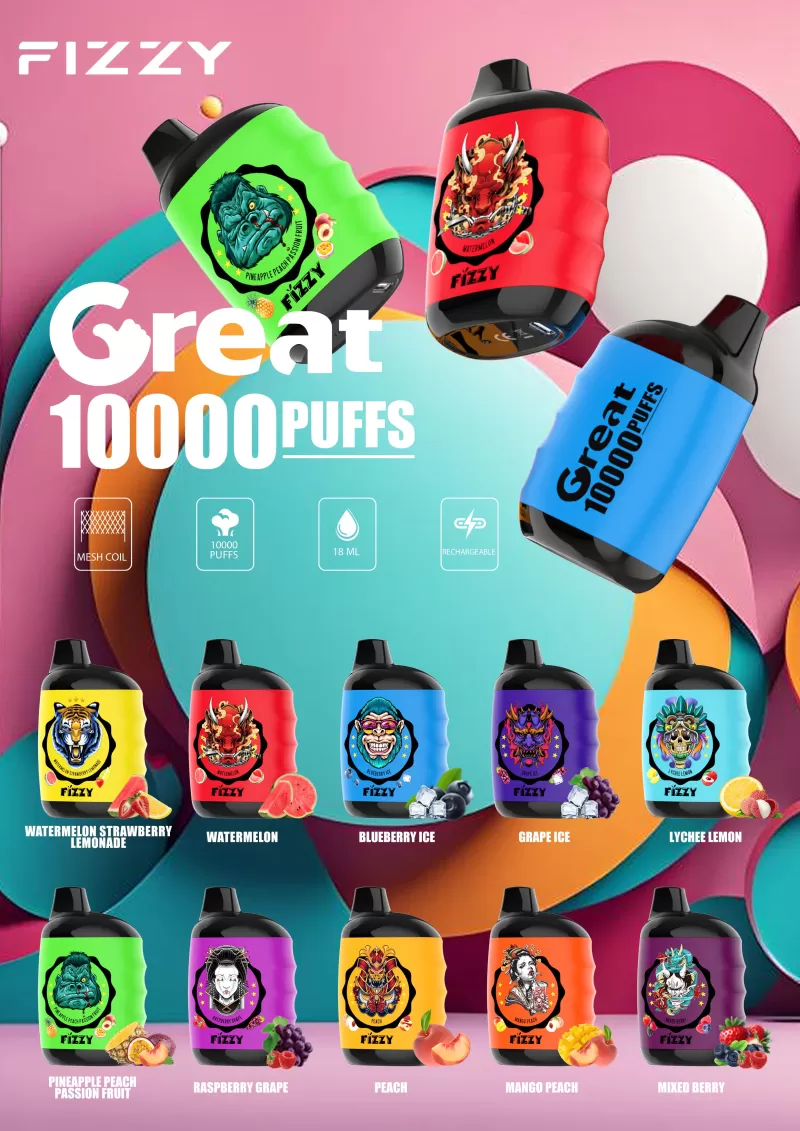 Fizzy GREAT 10000 Puffs Rechargeable Disposable Vape - Peach - Image 2