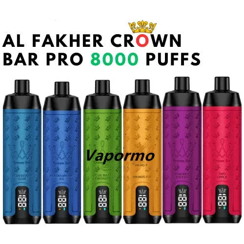 AL Fakher Crown Bar Pro 8000 Puffs Rechargeable Disposable Kit - Simply Mint
