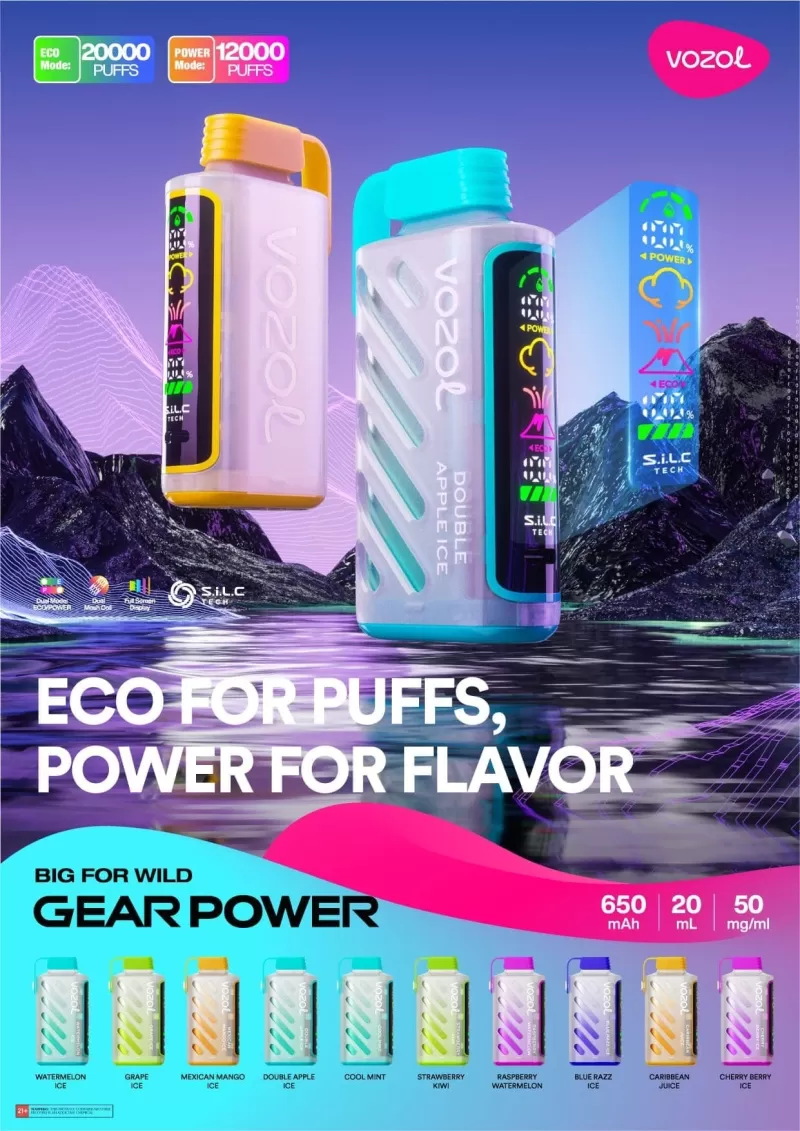 VOZOL Gear Power 20000 Rechargeable Disposable Kit (LED Display) - STRAWBERRY WATERMELON - Image 2