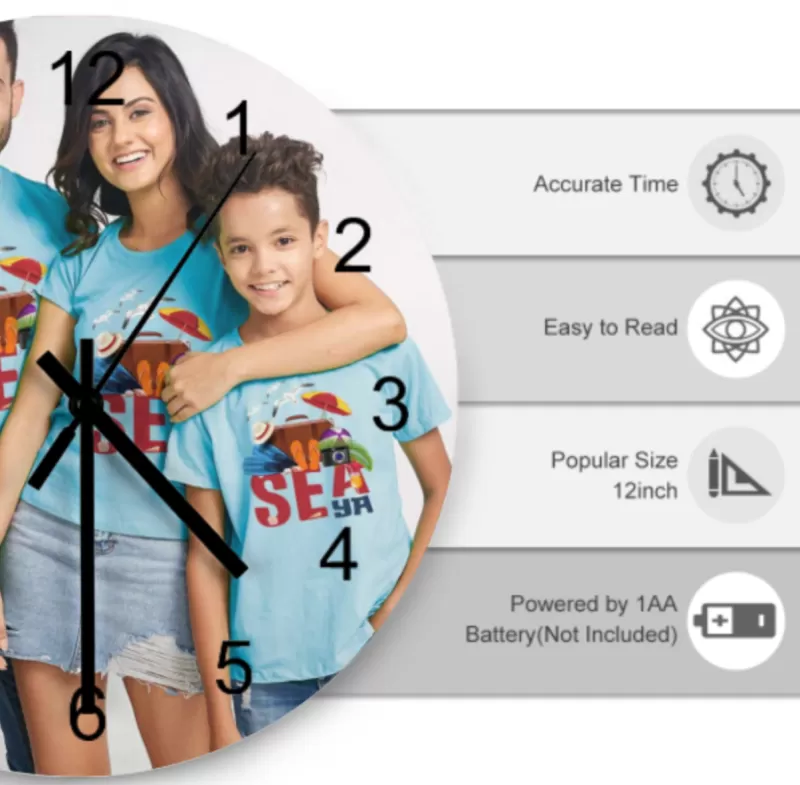 Custom personalised photo retro wall clock (Made in USA, Free Fast Shipping) - Clock Face Printing / 30*30cm - Image 3