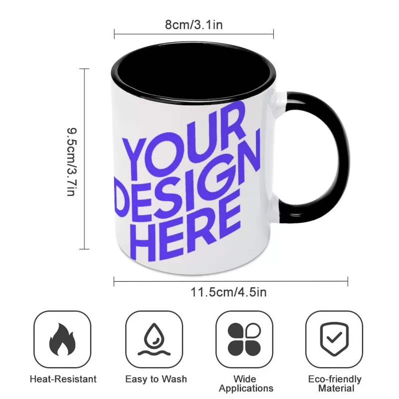 Custom Personalised Photo Coloured Mug Black (Double sided same photos) - Made in USA, Free Fast Shipping - Double sided same photos / 300ml - Image 2