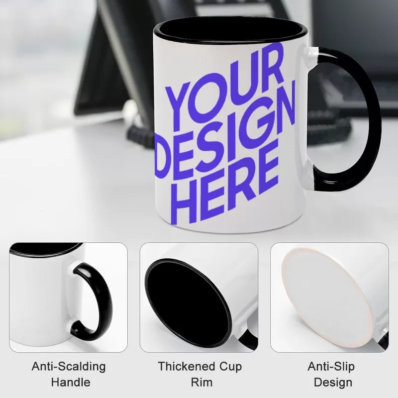 Custom Personalised Photo Coloured Mug Black (Double sided same photos) - Made in USA, Free Fast Shipping - Double sided same photos / 300ml - Image 3