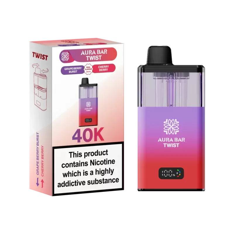 Aura Bar Twist 40K Vape Kit By Crystal Prime - Fizzy Cherry / Blue Razz Cherry
