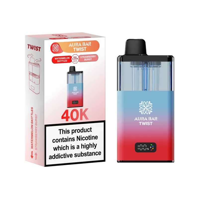 Aura Bar Twist 40K Vape Kit By Crystal Prime - Fizzy Cherry / Blue Razz Cherry - Image 2