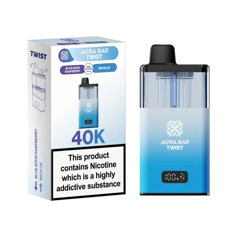 Aura Bar Twist 40K Vape Kit By Crystal Prime - Fizzy Cherry / Blue Razz Cherry - Image 3