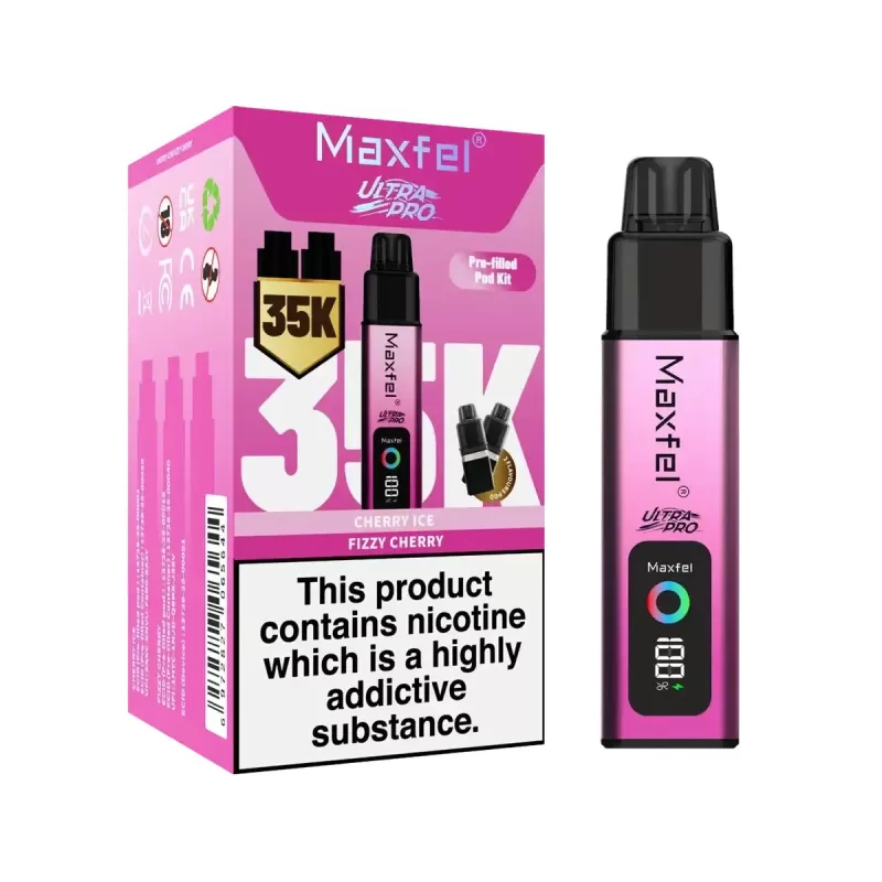 Maxfel Ultra Pro 35K Prefilled Pod Vape Kit - Strawberry Ice / Strawberry Watermelon - Image 3