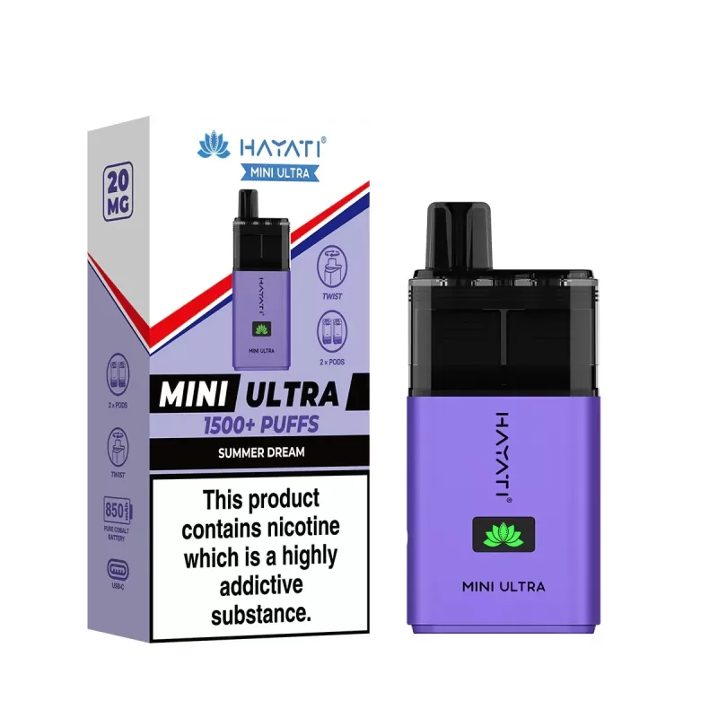 Hayati Mini Ultra 1500 Prefilled Vape Kit - Straw' Guava / Dragon Berries