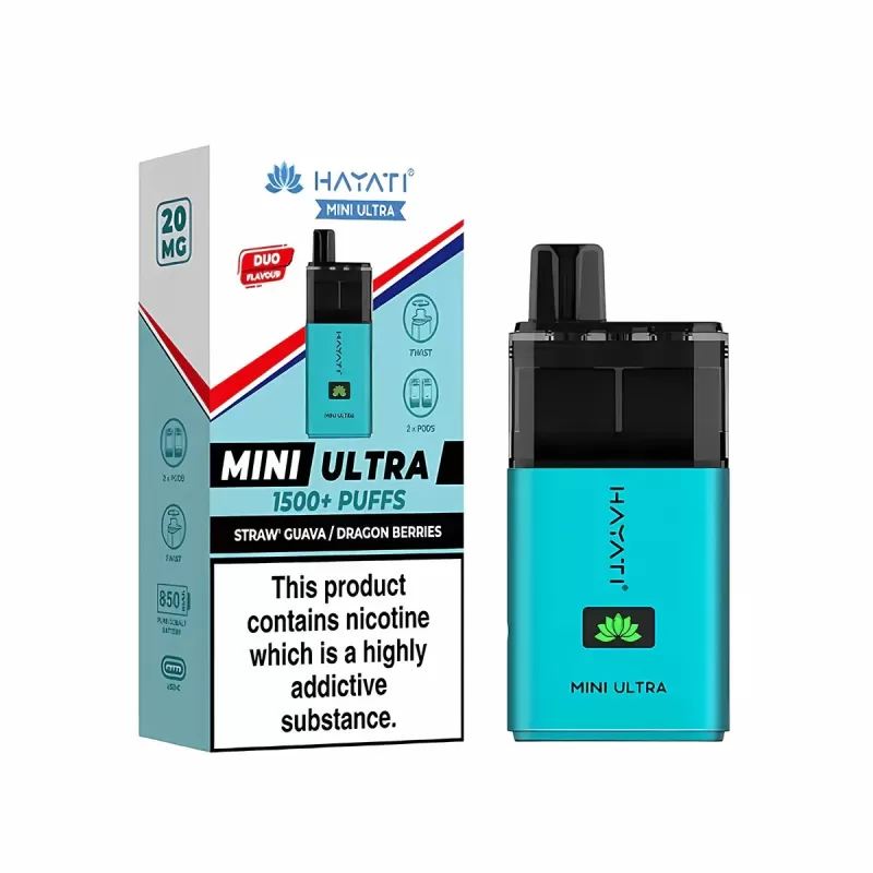 Hayati Mini Ultra 1500 Prefilled Vape Kit - Blue Razz Pineapple / Strawberry Ice - Image 3