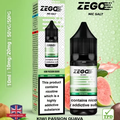 Zego Kiwi Passion Guava Nic Salt Vape Juice - 10 Pack - 10mg
