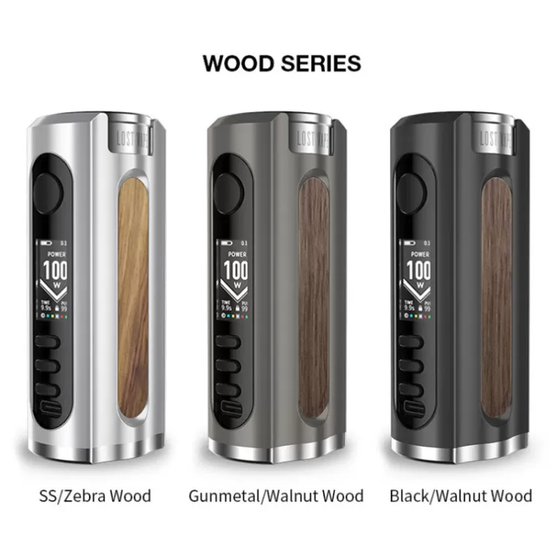 Lost Vape Grus Box Mod 100W - Gunmetal / Walnut Wood - Image 3