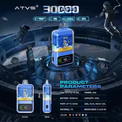 ATVS 30000 30K Puffs Original DTL/MTL Modes LCD Display Disposable Vape