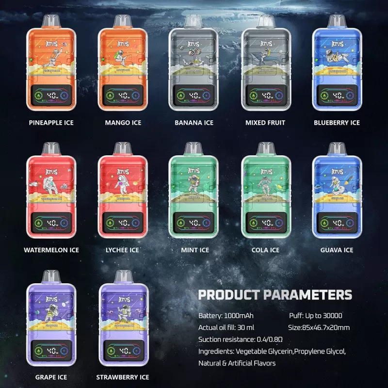 ATVS 30000 30K Puffs Original DTL/MTL Modes LCD Display Disposable Vape - Image 2