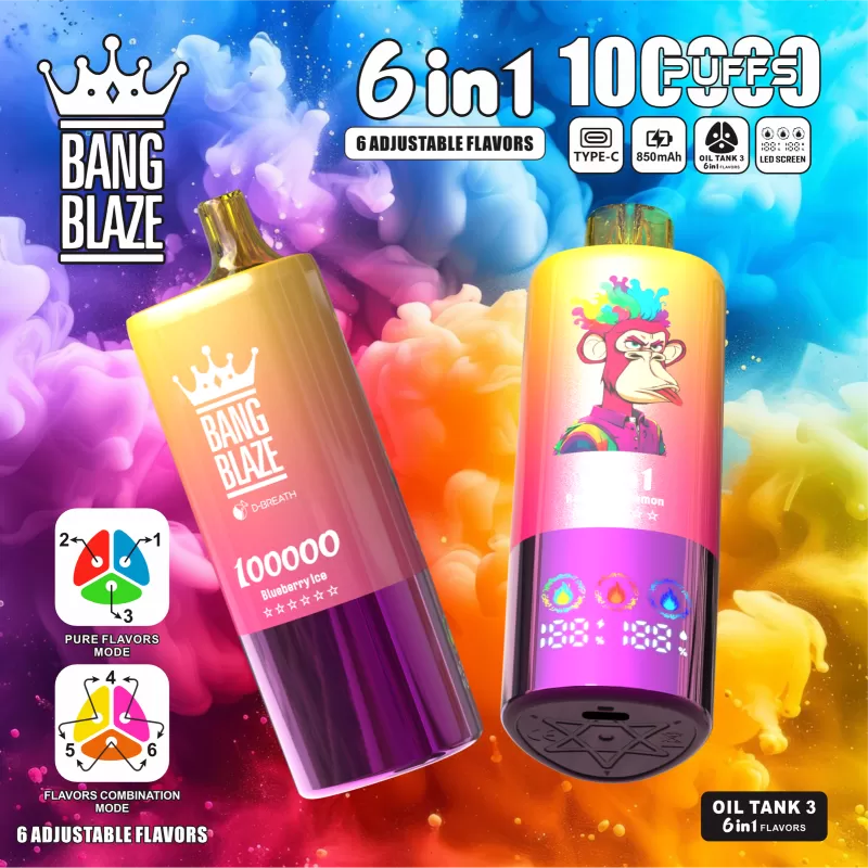 Bang Blaze 100000 100K Puffs 6 in 1 Flavors Newest Original Rechargeable LED Display Disposable Vape - Image 3