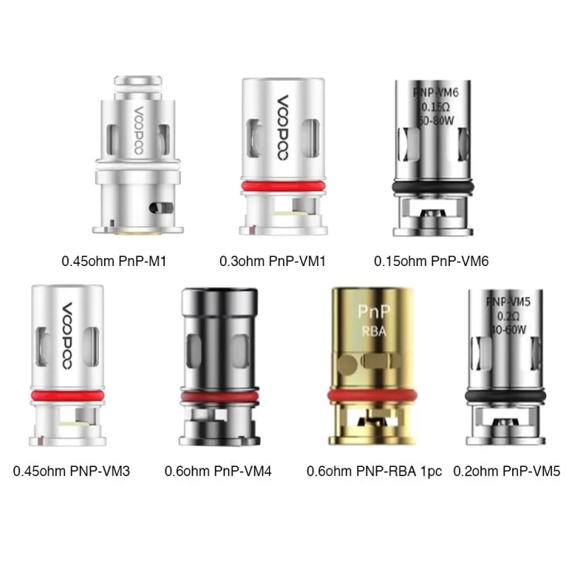 VOOPOO PnP Replacement Mesh Coil for Drag Baby/Mini/2/S/X/VINCI Series Kit/Argus Pro/PnP 20/22/V.SUIT/Doric 60/Drag E60/Drag H80 S 5pcs-pack - PnP-TW20 0.2ohm