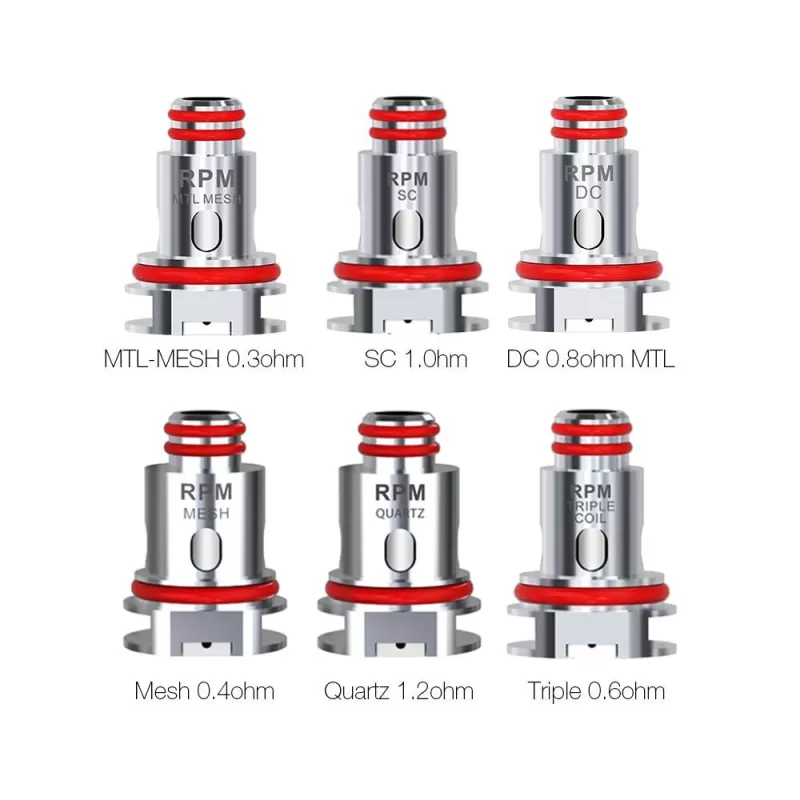 SMOK RPM Replacement Coil for Nord 4, Thallo, Thallo S, Nord X, RPM 2 Kit, RPM 2S, SCAR-P3, SCAR-P5, RPM Lite, Alike, Pozz X, Nord 2, Fetch Pro, RPM80, RPM80 Pro, Fetch Mini, RPM40,Morph Pod 40 Kit,RPM4 Kit,Nord 50W Kit ,IPX 80 kit,Nord 4 kit 5pcs/pack - DC 0.8ohm MTL / CN-SZ