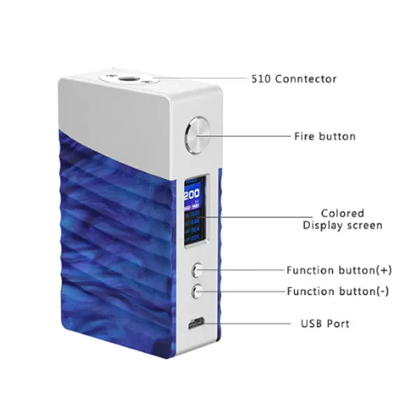 Geekvape Nova 200W TC Box Mod by dual 18650 Batteries - Silver&Flare Resin - Image 3
