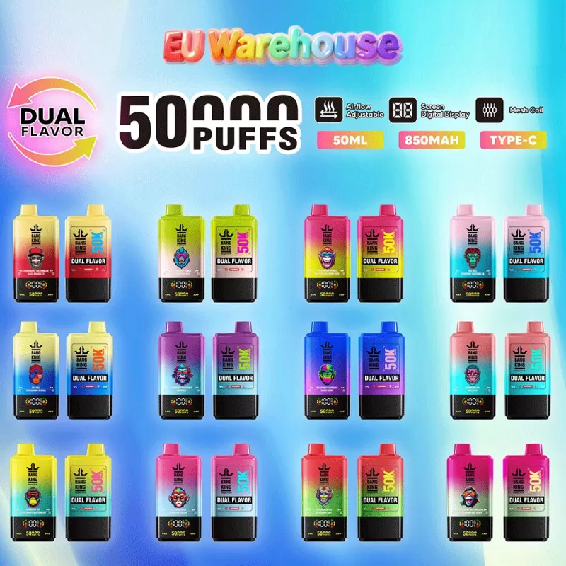 Bang King 50000 50k Puffs Dual Flavors LED Display Disposable Vape EU Warehouse - Image 2