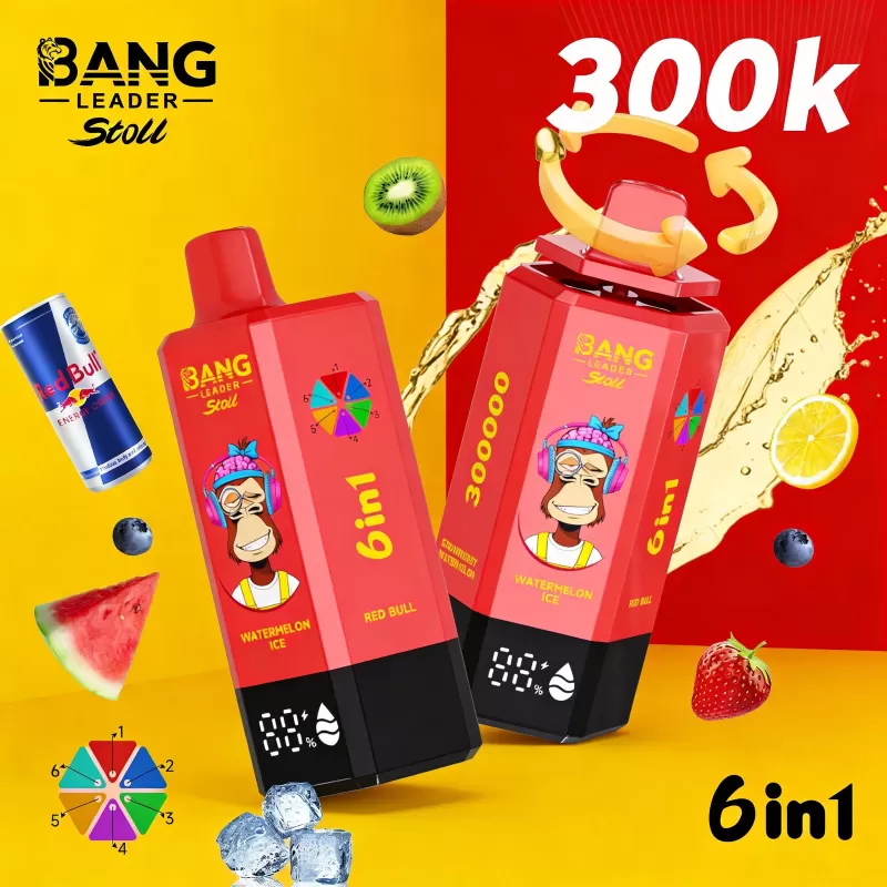 Bang Leader 300K 300000 Puffs 6 in 1 Flavors & 6 oil tanks Rechargeable LCD Display Disposable Vape EU Warehouse - Image 3
