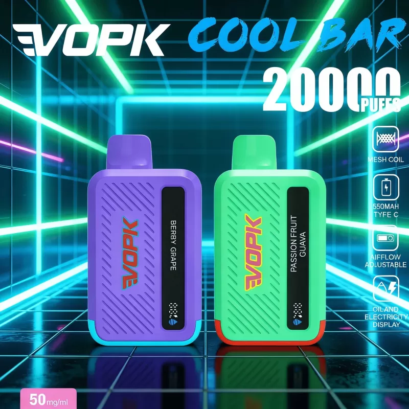 VOPK Cool Bar 20000 20K Puffs Adjustable Airflow Original Rechargeable Disposable Vape
