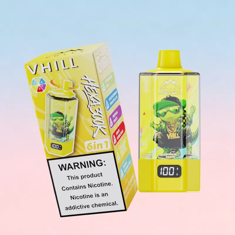 VHILL HEXA 300K 300000 Puffs 6 in 1 Flavors & 6 oil tanks Rechargeable LCD Display Disposable Vape EU Warehouse - Image 2