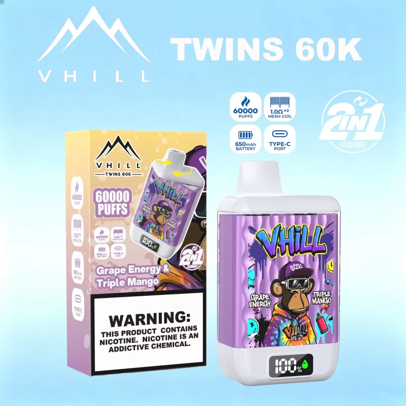 VHILL TWINS 60000 60K Puffs Dual Flavors LED Display Disposable Vape EU Warehouse - Image 3