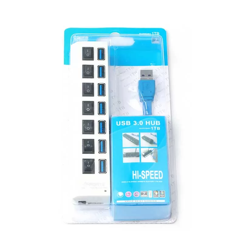 7 Port High SuperSpeed Adapter USB 3.0 Hub - Black
