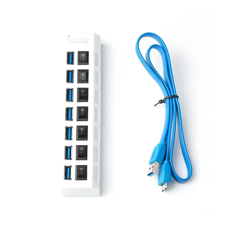 7 Port High SuperSpeed Adapter USB 3.0 Hub - Black - Image 3